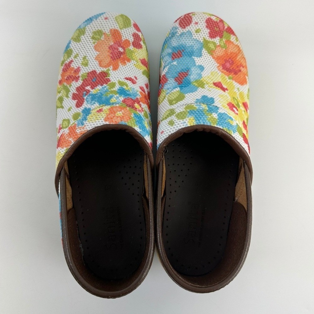 Sanita Floral Clog Slip On Mesh Vegan White Pink Blue Green Yellow Women 40 US 9 - Picture 7 of 11